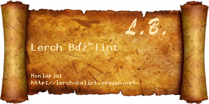 Lerch Bálint névjegykártya