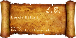 Lerch Bálint névjegykártya